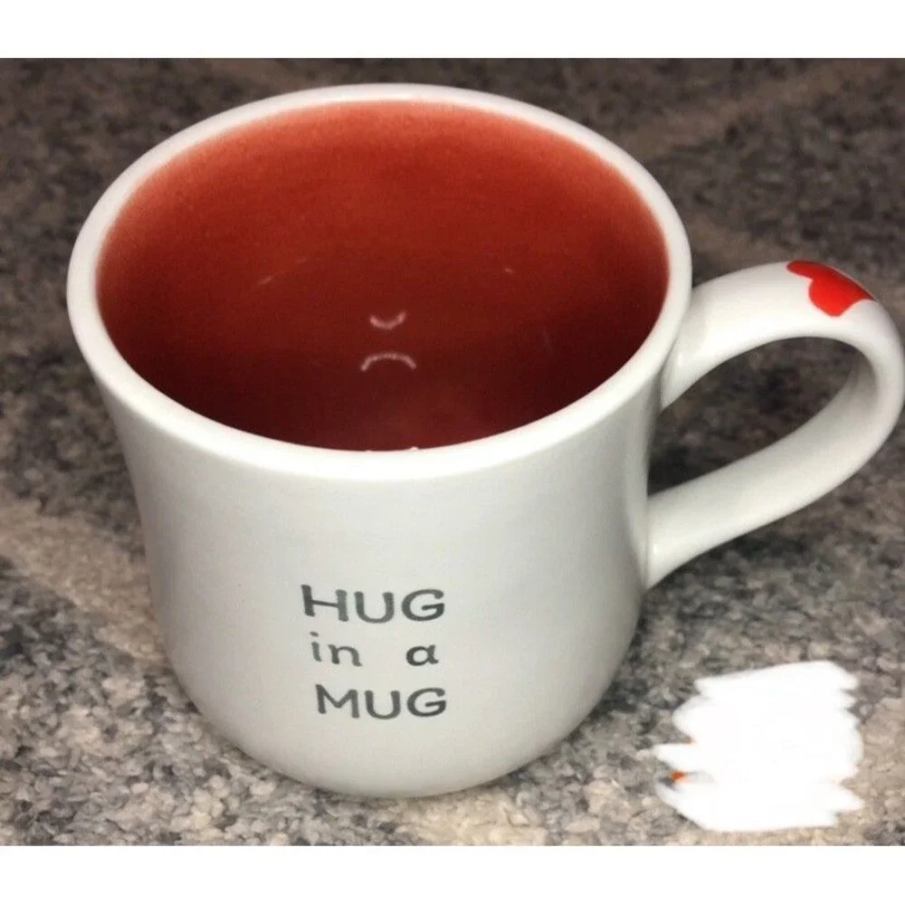 Williams Sonoma Ceramic White Red Coffee Mug Hug In A Mug Valentine’s Day Heart